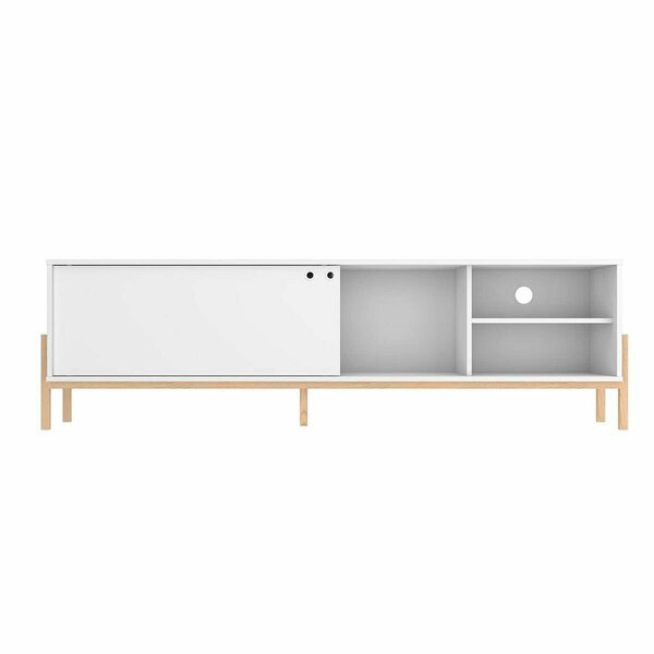 Designed To Furnish Bowery TV Stand with 4 Shelves in White & Oak 21.02 x 72.83 x 13.14 in. DE2616451
